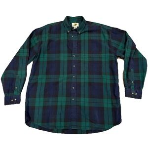 Vintage Field Gear Shirt Mens XL Blue/Green Plaid Button Down Grunge 90s Y2K